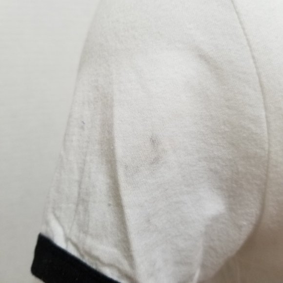 Stranded shirt Small Meowy Christmas cat graphic XMas holiday ringer novelty - Picture 7 of 12